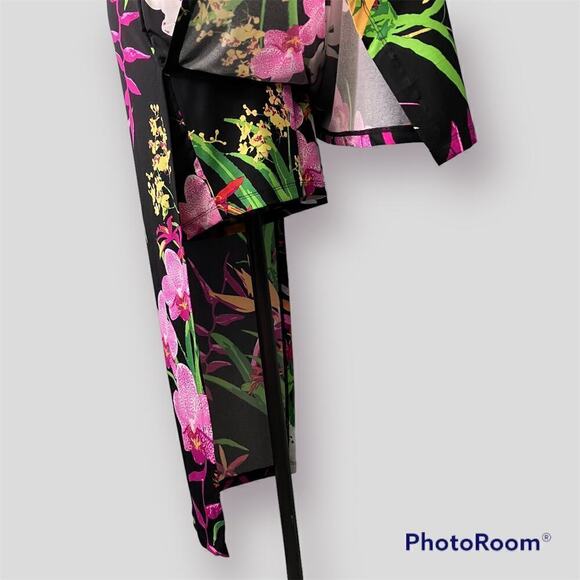 G.I.L.I. Got It Love It Short Sleeve Black Floral Bodycon Maxi Dress Size XSP - Picture 11 of 15